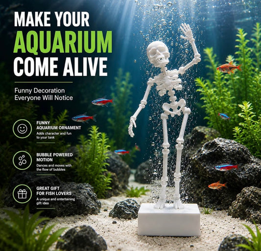 Dancing Skeleton Aquarium Decoration – Moving Underwater Ornament