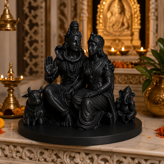 Shiv Parivaar Murti - Premium 3D Printed Divine Home Mandir & Car Decor