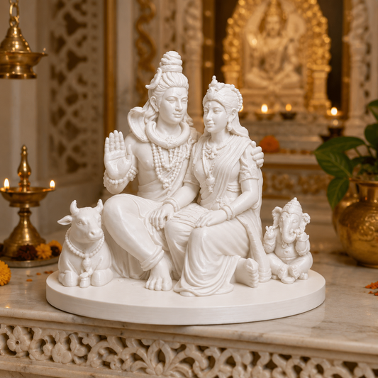 Shiv Parivaar Murti - Premium 3D Printed Divine Home Mandir & Car Decor
