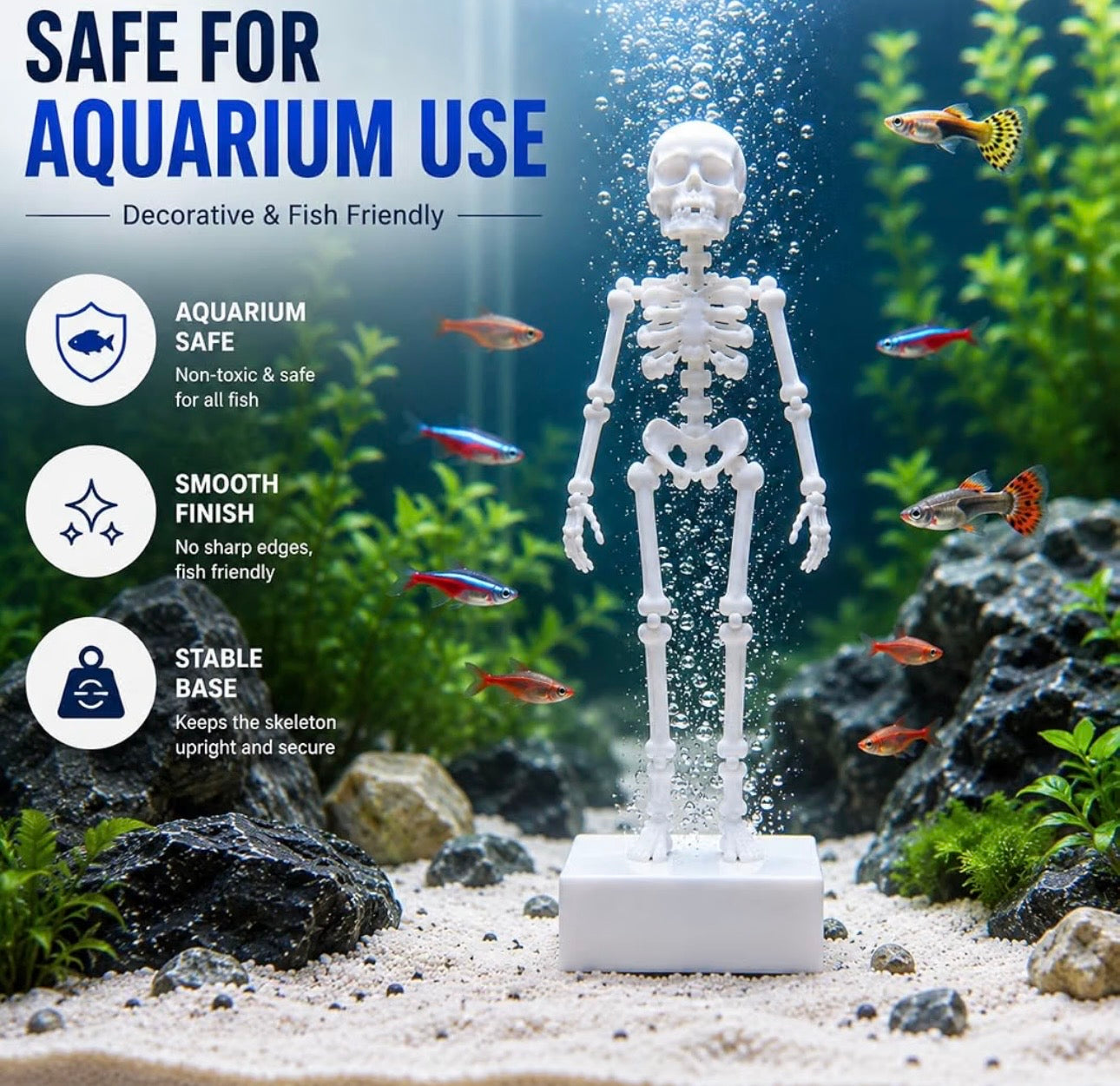 Dancing Skeleton Aquarium Decoration – Moving Underwater Ornament