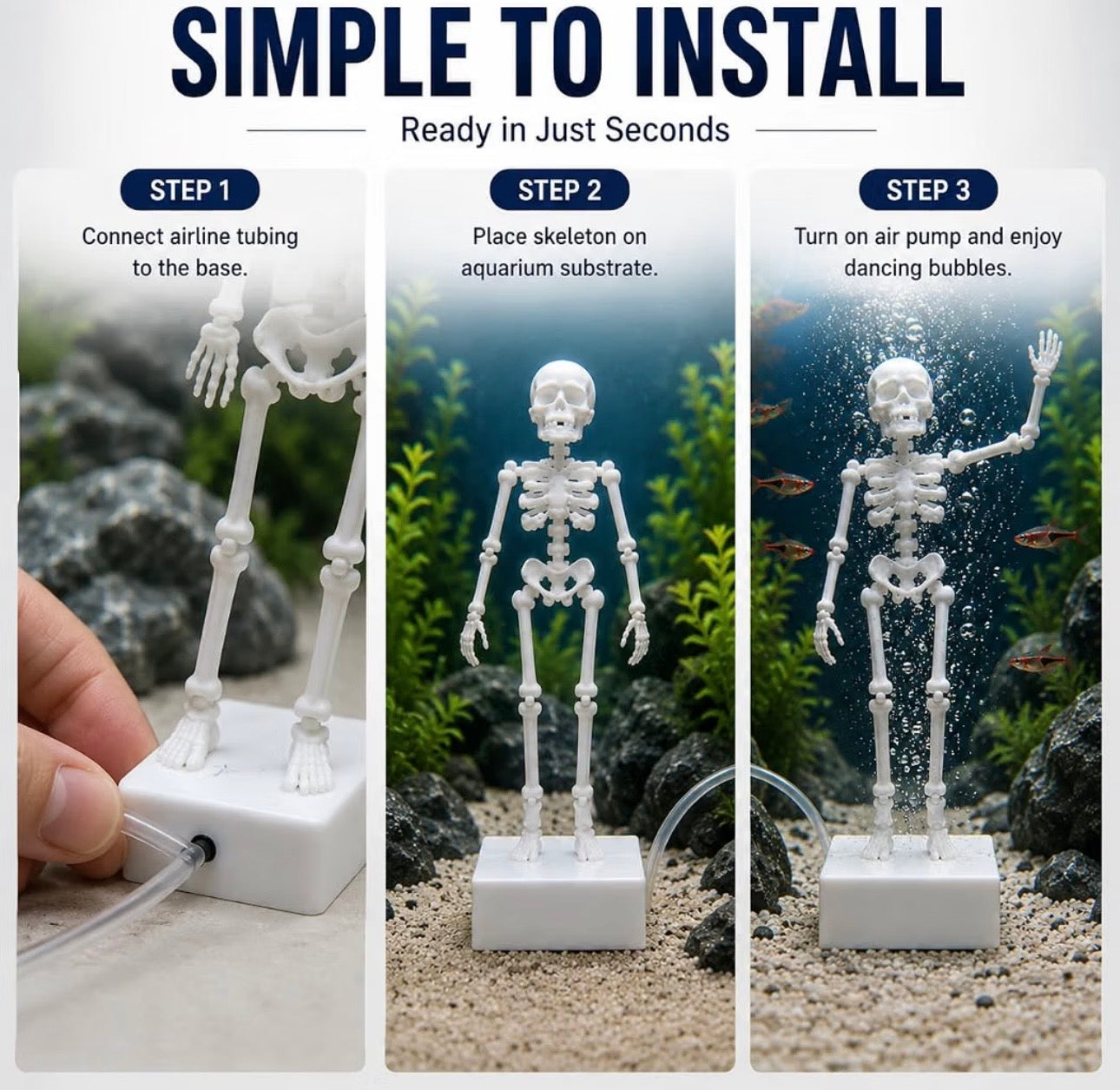 Dancing Skeleton Aquarium Decoration – Moving Underwater Ornament