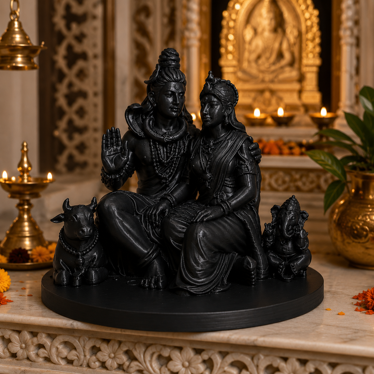 Shiv Parivaar Murti - Premium 3D Printed Divine Home Mandir & Car Decor